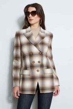 Elie Tahari DOUBLE BREASTED OMBRE PLAID BLAZER - Size L - NWT - Released 2023
