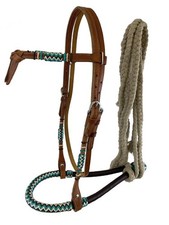 Showman Fine quality Horse rawhide core show bosal with a cotton mecate