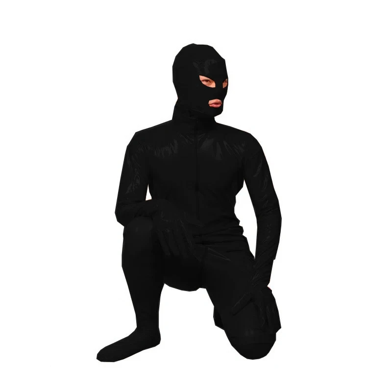 Herren-Cosplay-Bodysuit aus glänzendem PVC-Leder mit Reißverschluss und Maske - Bild 3 von 4