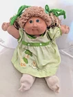 Vtg 1982 Cabbage Patch Kids Girl Doll Green Dress Yarn Hair Coleco 16"