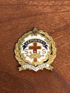 Reformed Evangelical Church Second Year Sunday School Crest Lapel Reward Pin