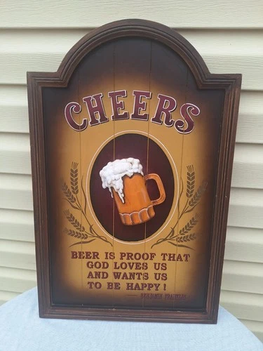 Vintage Wooden Wall Sign – 3D Beer Mug Design – 27"x16"