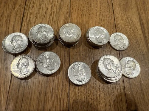 1959-64 AU/BU Washington Quarter ROLL 90% Silver $10 Face