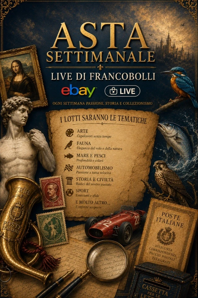 🏛️🌍🚗🐍Asta Settimanale di Filatelia tematiche mondiali🏛️🐍🌍🚗
