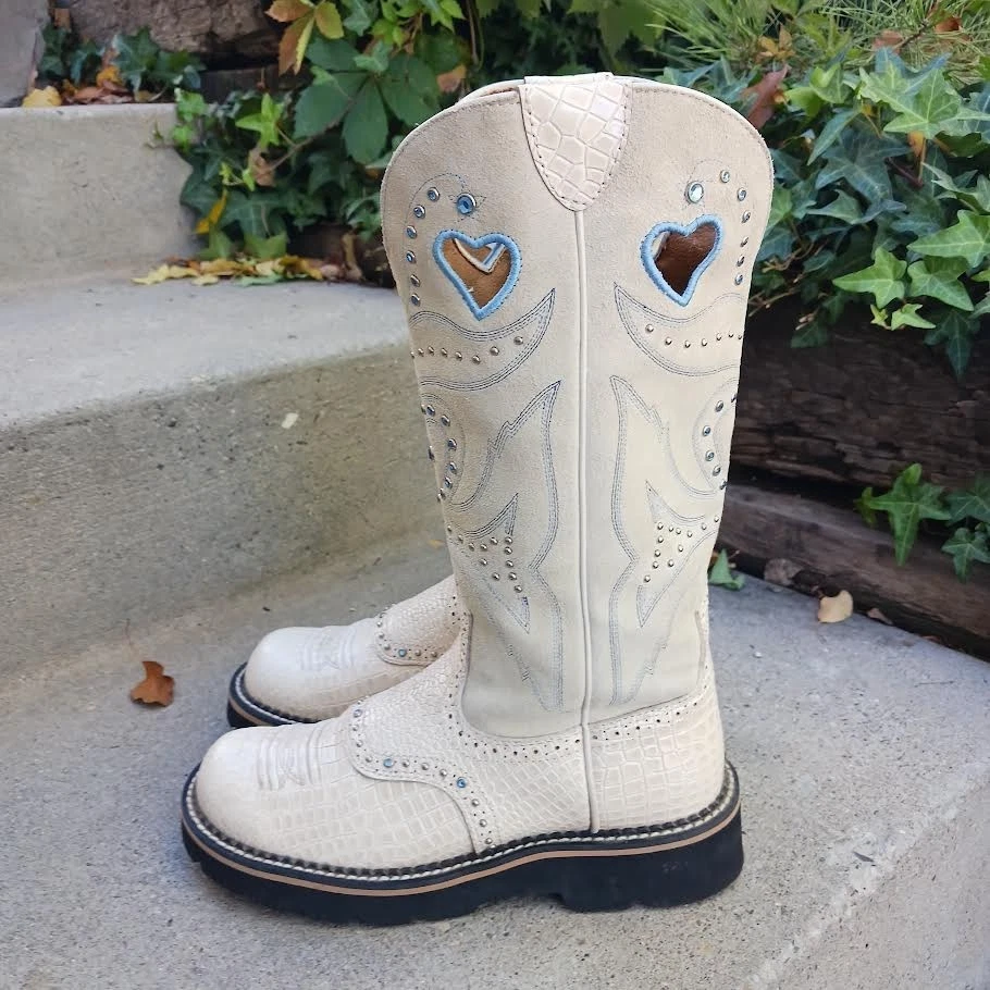 Botas de vaquero Ariat Baby Buck para mujer en cuero Bone Gater talla 9 Foto 4 de 4