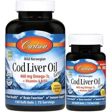 Carlson Wild Norwegian Cod Liver Oil Gems - Lemon 150+30 Sgels