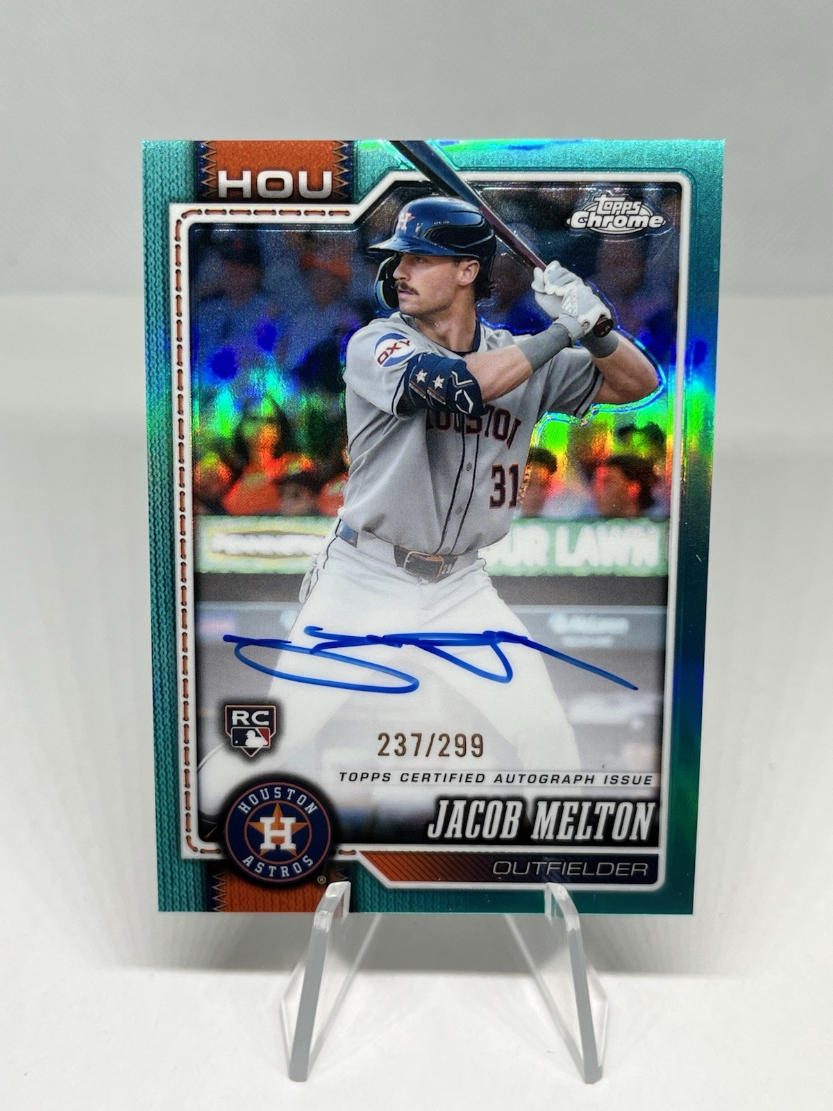 2026 Topps Chrome #RA-JME Jacob Melton Aqua Refractor RC Auto /299 Rookie Astros