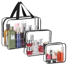 3Pc Transparent PVC Storage Bag Travel Toiletry Bag Cosmetic Toiletry Clear Bag