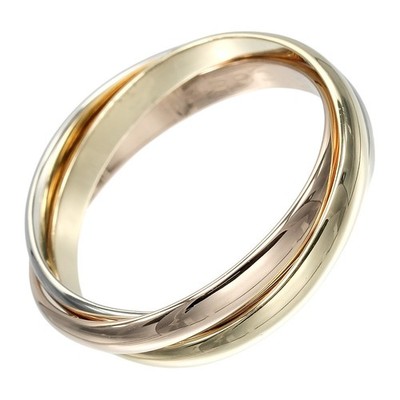 CARTIER Trinity Ring 0.1'' band K18 Gold (YGxPGxWG) #7.0(US Size) 4.7g Women
