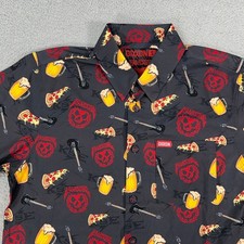 Dixxon Shirt Mens Small Gray Red Button Up Killswitch Engage Pizza Guitar