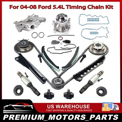Fits 04-08 Ford 5.4L Timing Chain Kit Water Oil Pump Cam Phaser Gaskets Solenoid