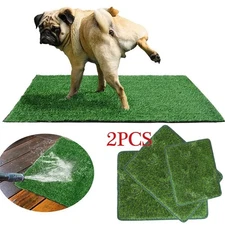 2PCS Puppy Pet Potty Training Pee Indoor Toilet Dog Grass Pad Mat Turf Patch