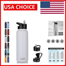 Versatile 40oz Leak-Proof Water Bottle with Straw Spout Lids - Keep Hydrated