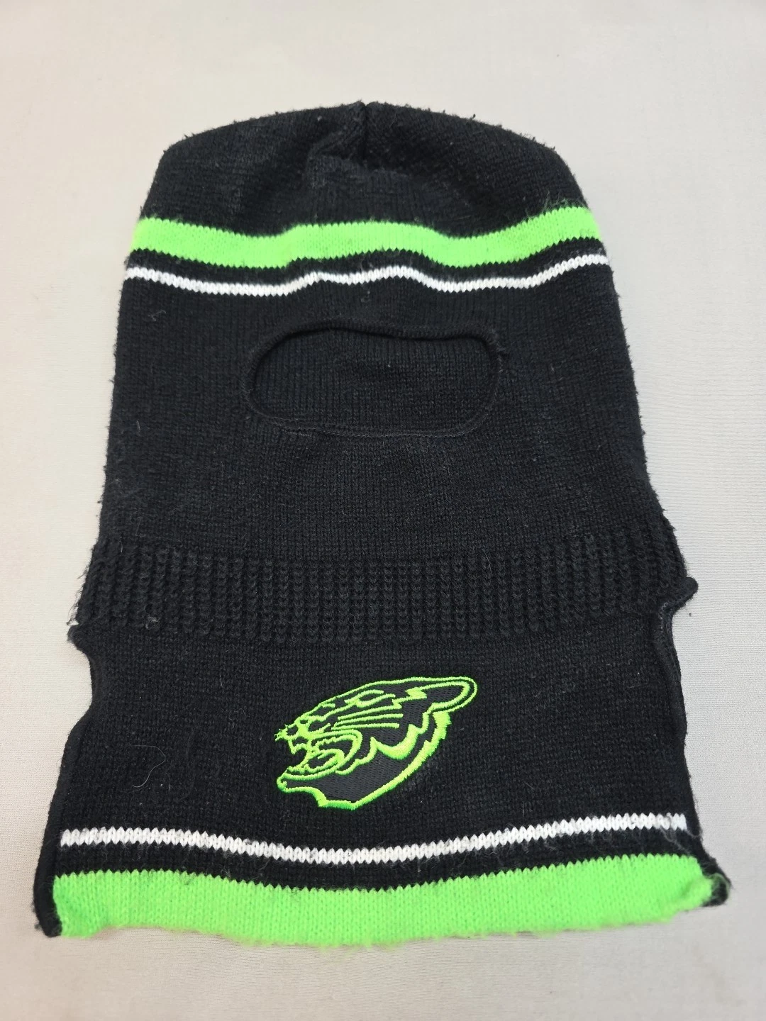 Vntg ARCTIC CAT Snowmobile Ski Mask Full Face Hat Green/Black/White