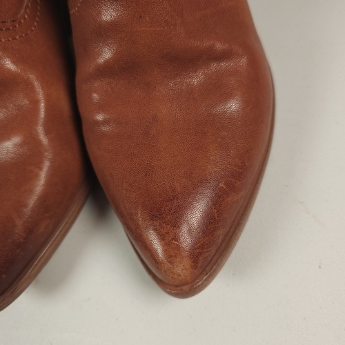 Bottines FRYE Reina cuir cognac marron bout pointu talon taille 7 M - Photo 4/11