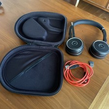 Jabra Evolve 75 HSC040W Wireless Bluetooth Headset Headphones Mic w/ Dongle Case