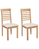 Esszimmerstuhl 2Er Set Holz Hellbraun Mit Sitzpolster Hellbeige Streben Ortley