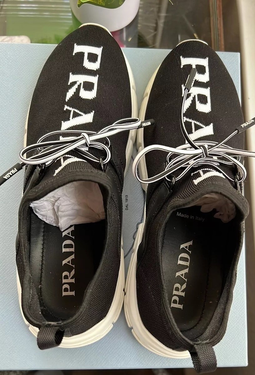 Authentic Prada Logo Knit Sneakers Sz EU40 | eBay