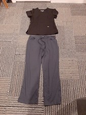Greys Anatomy Scrub Set Top Large Pants XLT Black And Grey