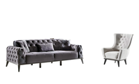 Wohnzimmer-Set 2Tlg 3-Sitzer Sofa Sessel Textil Modern 3+1 Sofagarnitur Couch