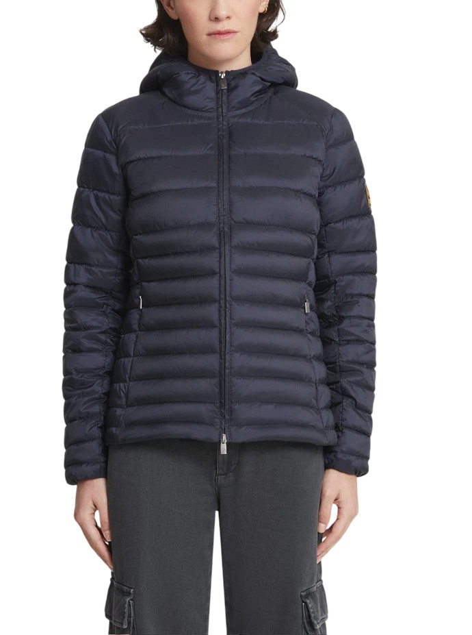 Giubbotto Reversibile Ciesse Piumini Jusy Donna | Piumino Blu Con Cappuccio In Tessuto Riciclato 4 Way Stretch | Leggero E Sostenibile
