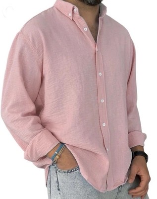 Men s Short Tail L/S Button Front Shirt Pink Runs Small New In Package