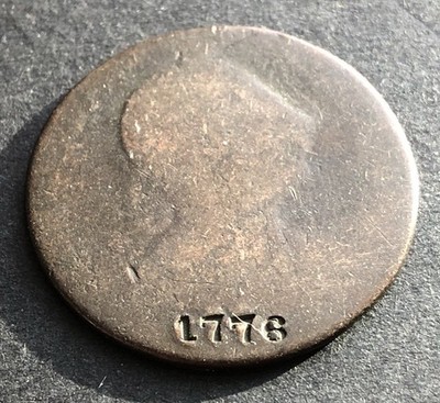 George III 1/2 Penny, deeply Counter Marked ' 1776 '