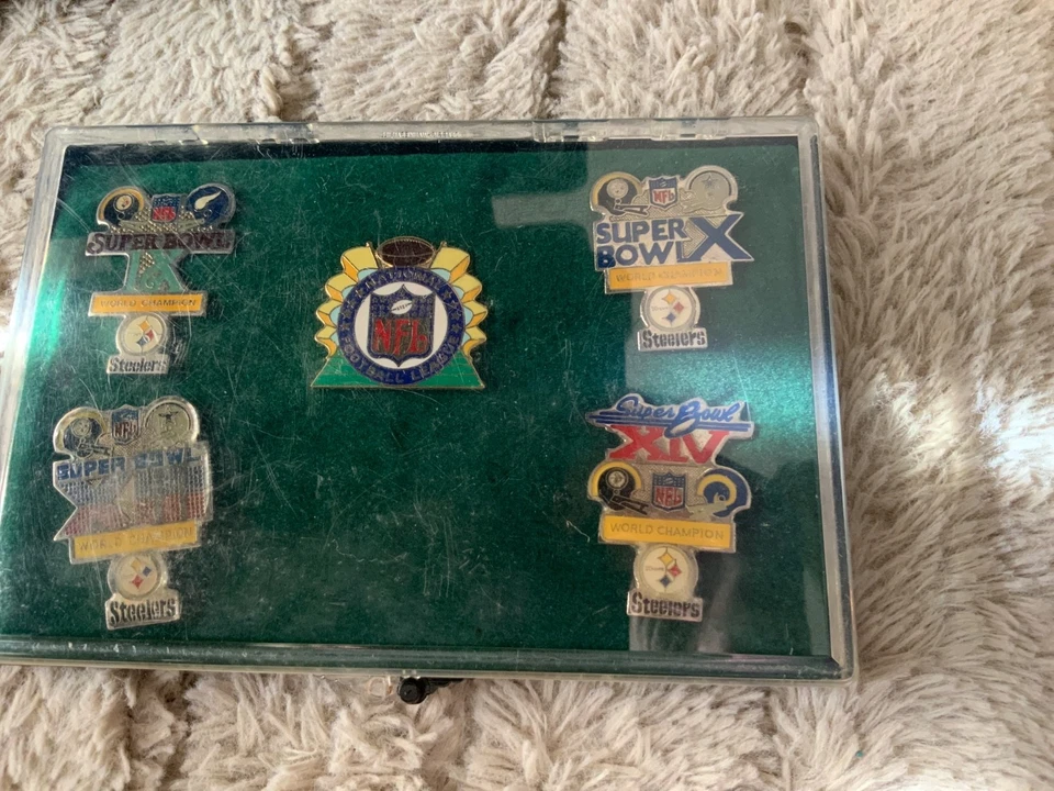 Steelers 4 pines de campeonato y pin de afiliación nacional 5 colección total NFL Foto 4 de 4