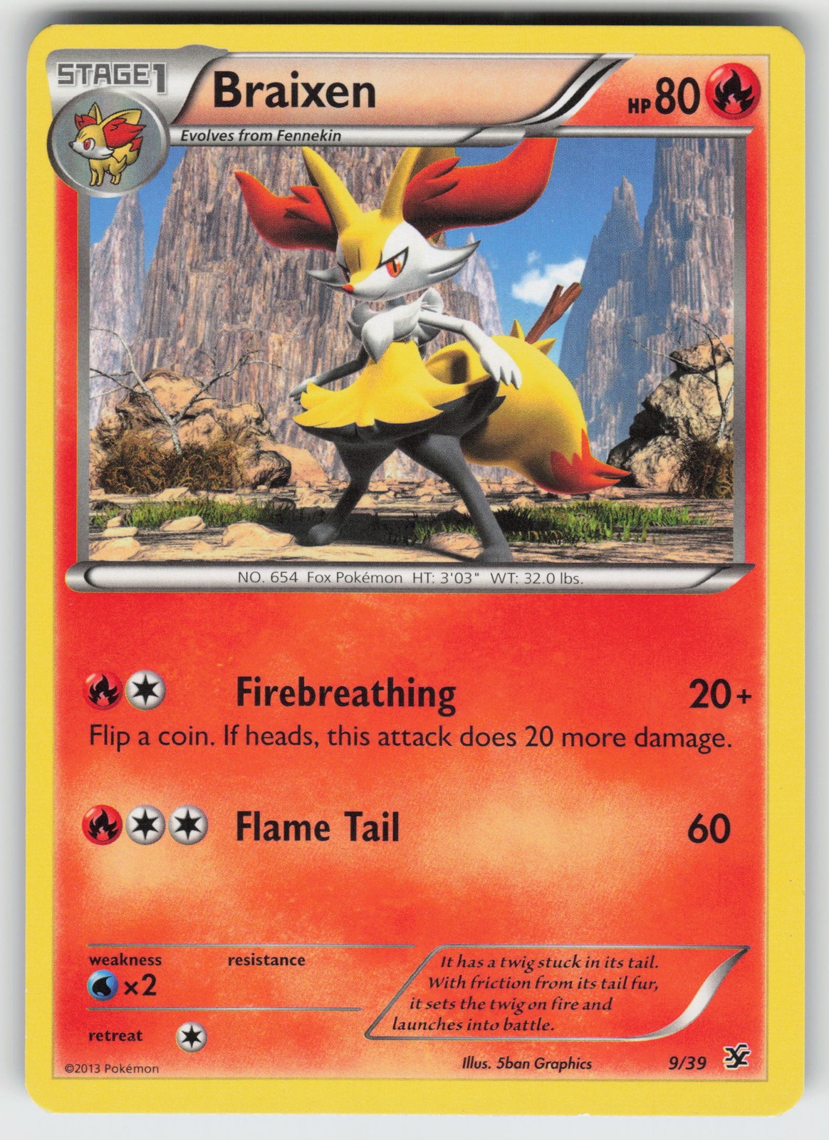 Braixen Kalos Starter 9/39 Common LP Pokemon