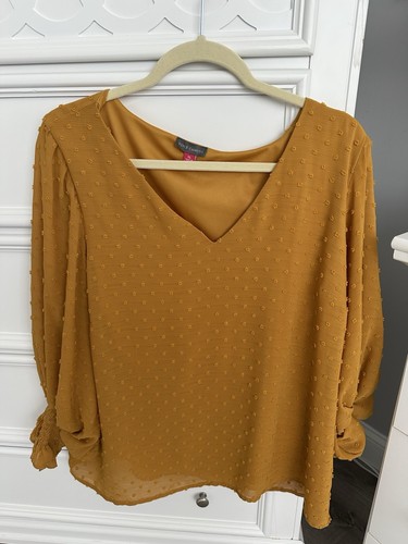 Vince Camuto Yellow Long Sleeve Blouse Size XL