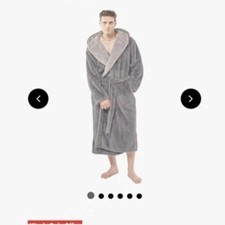 Plush Soft Robe Fuzzy Fluffy Warm Bathrobe Spa Robe Gray One Size L Unisex