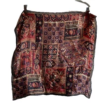 Talbots Women’s Printed Scarf 100% Silk Square Red Purple Patchwork Vintage