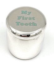 'My First Tooth' Fairy Box In Blue Enamel Sterling Silver English Hallmarks