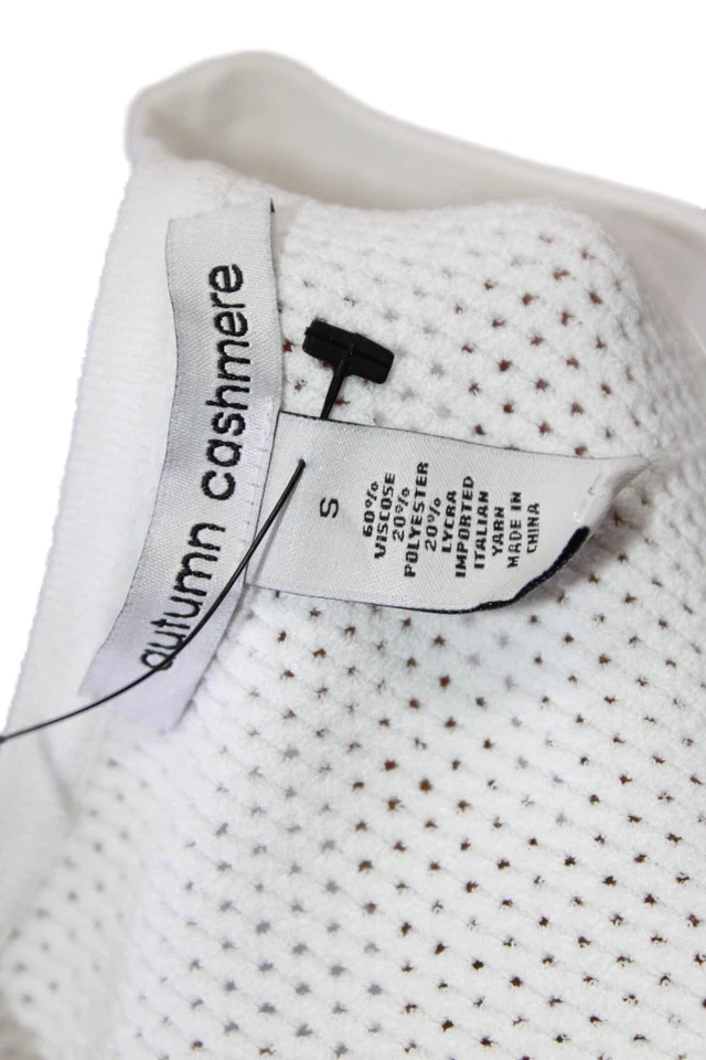 Suéter Otoño Cachemira Mujer Hombro Frío Mangas Cortas Blanco Talla Pequeña Foto 4 de 4