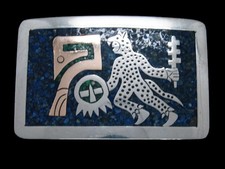 UD05138 VINTAGE 1970s TRADITIONAL SOUTHWESTERN DESIGN ART BELT BUCKLE