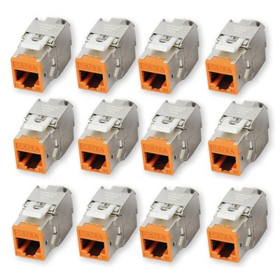 12 Stück Keystone Module CAT 6A RJ45 Buchse Orange
