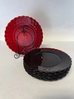 Set Of 8 Ruby Red Anchor Hocking Bubble Glass Plates 9" (two lots available)