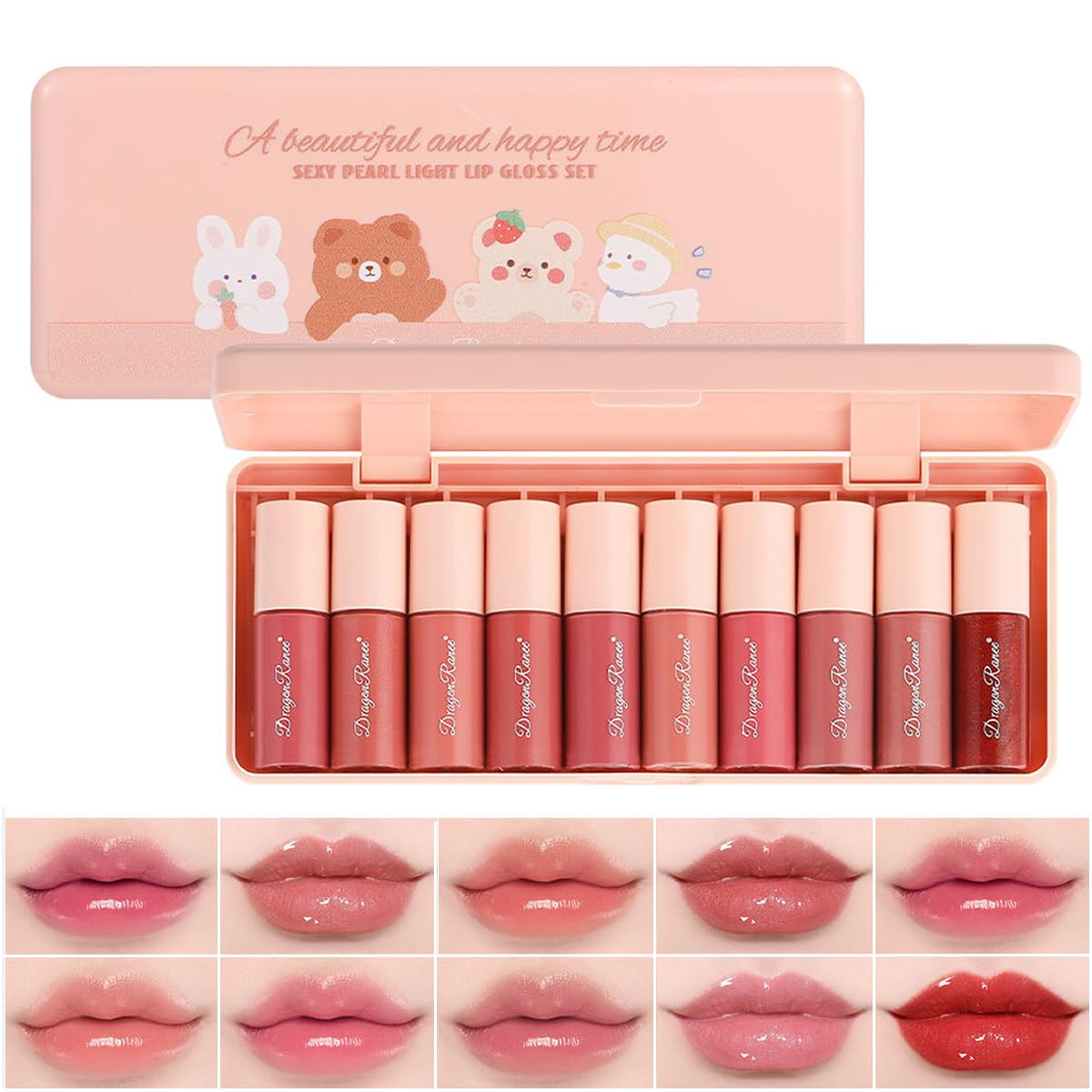10 Colors Korean Liquid Lip Tint Stain, Moisturizing Long-Lasting Lip Gloss