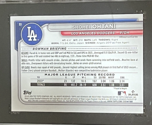 2024 Bowman Shohei Ohtani SGC 10! #33 - Picture 3 of 3