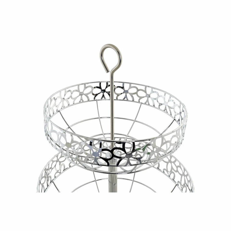 Portafrutta DKD Home Decor Argento Metallo Fiori [28 x 28 x 39 cm] - Immagine 2 di 2