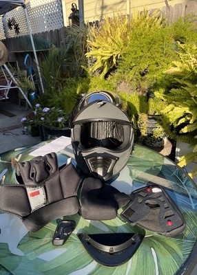 Scorpion EXO-HX1 Matte Gray Motorcycle Helmet with Chrome Visor & Cardo