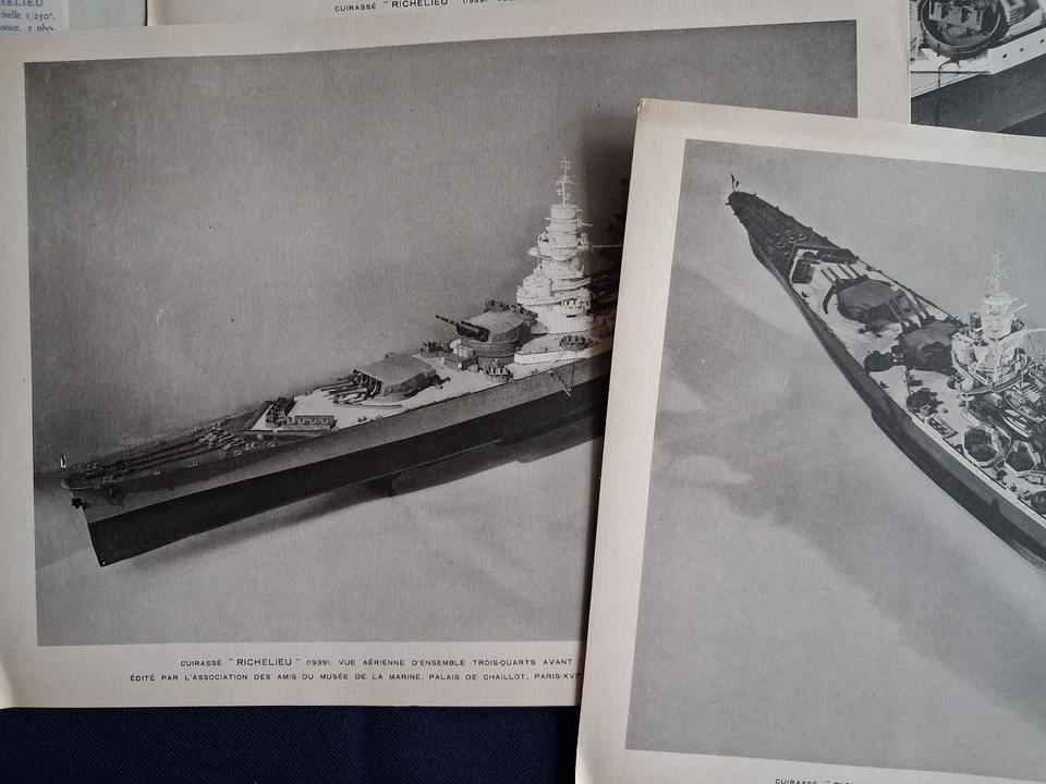 Plans de maquette au 1/100e du cuirassé  RICHELIEU (1946) - Musée de la Marine - Photo 3/4