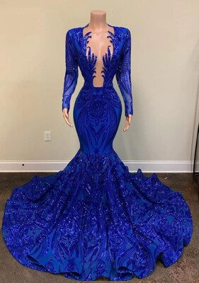 blue mermaid dress prom Luuvis Shiny Light Blue Mermaid Spaghetti Straps Long Beaded Prom Dress main image 1