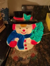 NOMA Light Up Snowman Blow Mold Hard Plastic Tabletop Christmas Decor -With Cord