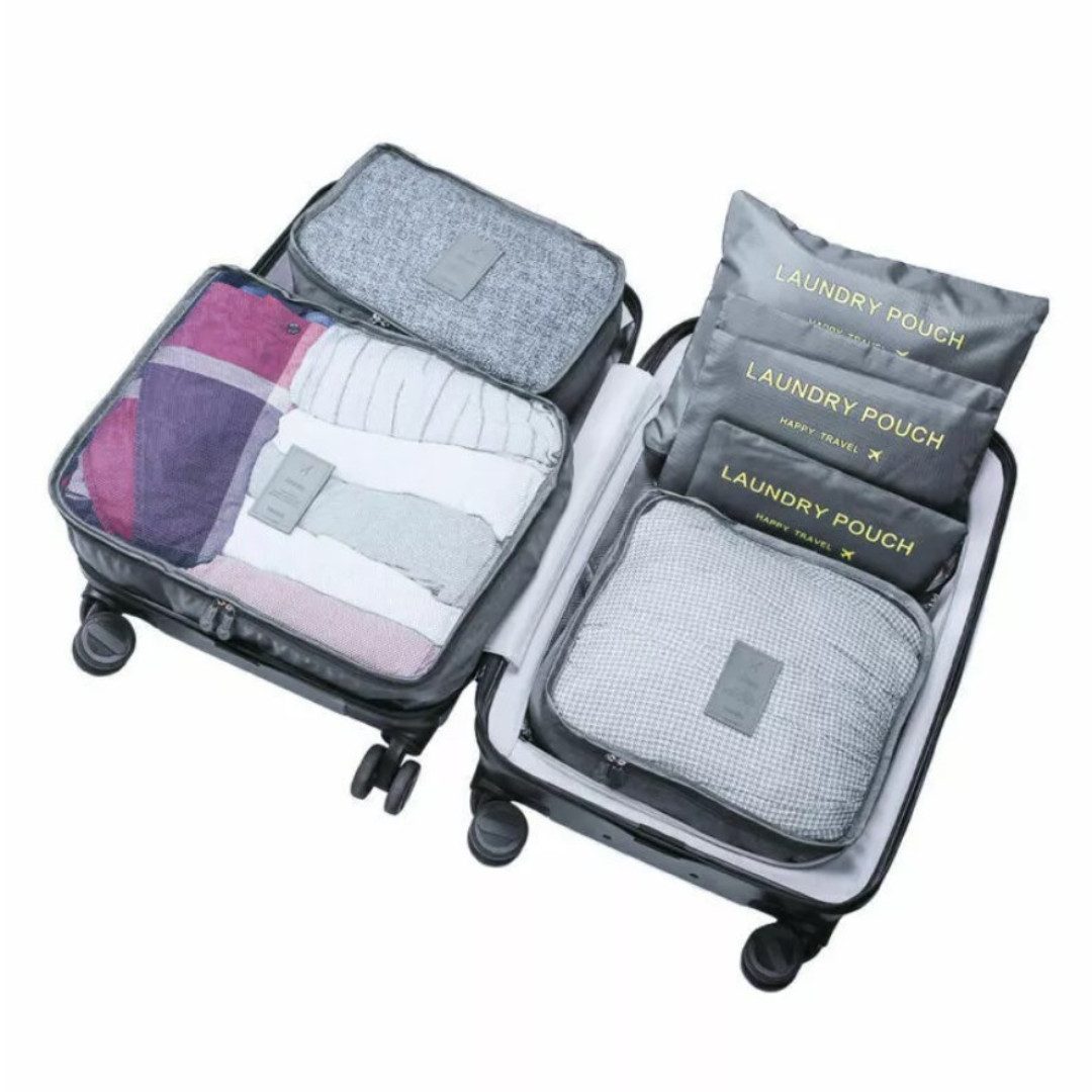 6Pcs/Set Travel Storage Bag for Clothes Luggage Packing Cube Organizer Grey