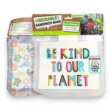 Fit + Fresh Reusable Sandwich Bags - Set of 3 Eco-Friendly Sustainable Leakproof