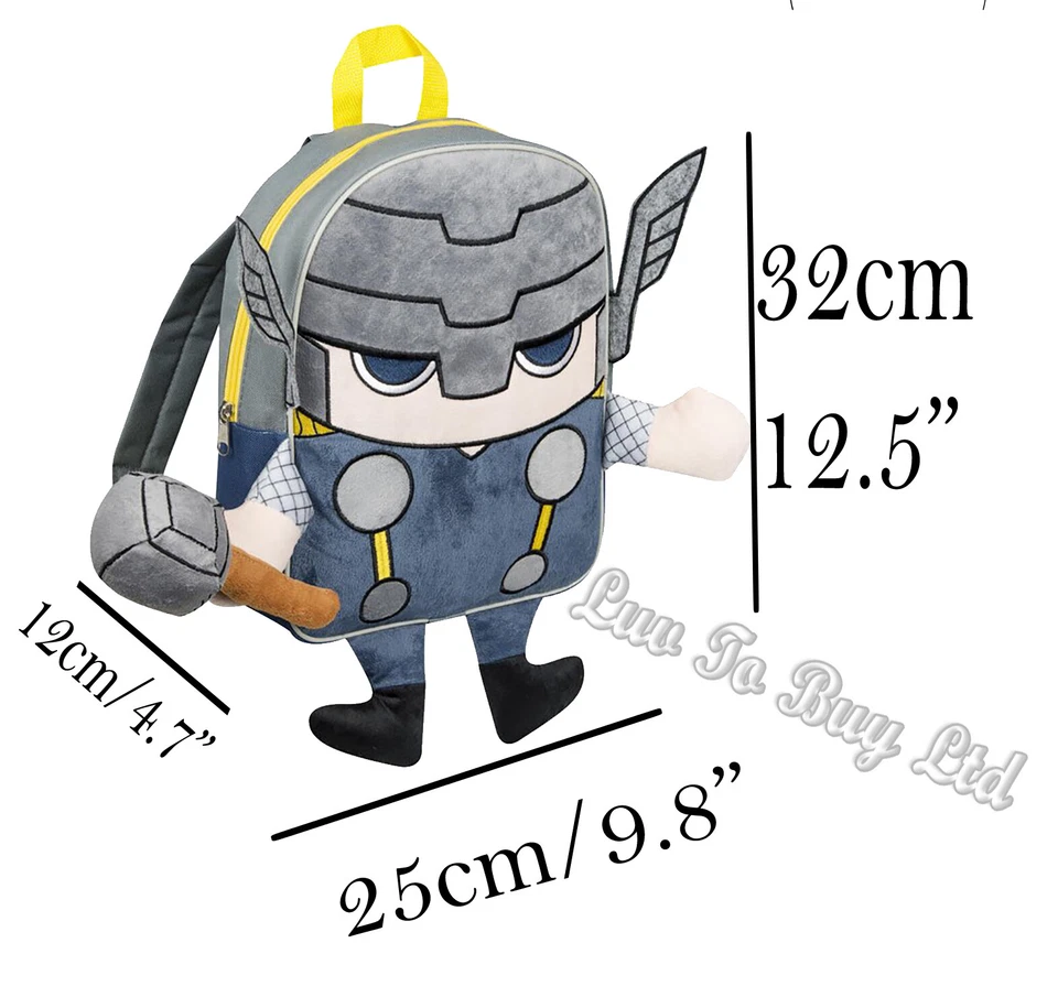 Mochila frontal de felpa bordada Marvel Avengers Thor, con licencia oficial     Foto 2 de 4