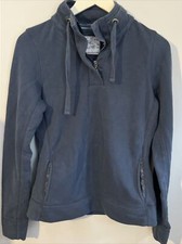 Fat Face Ladies Blue Pullover Quarter Zip Jumper Size 10 Pockets