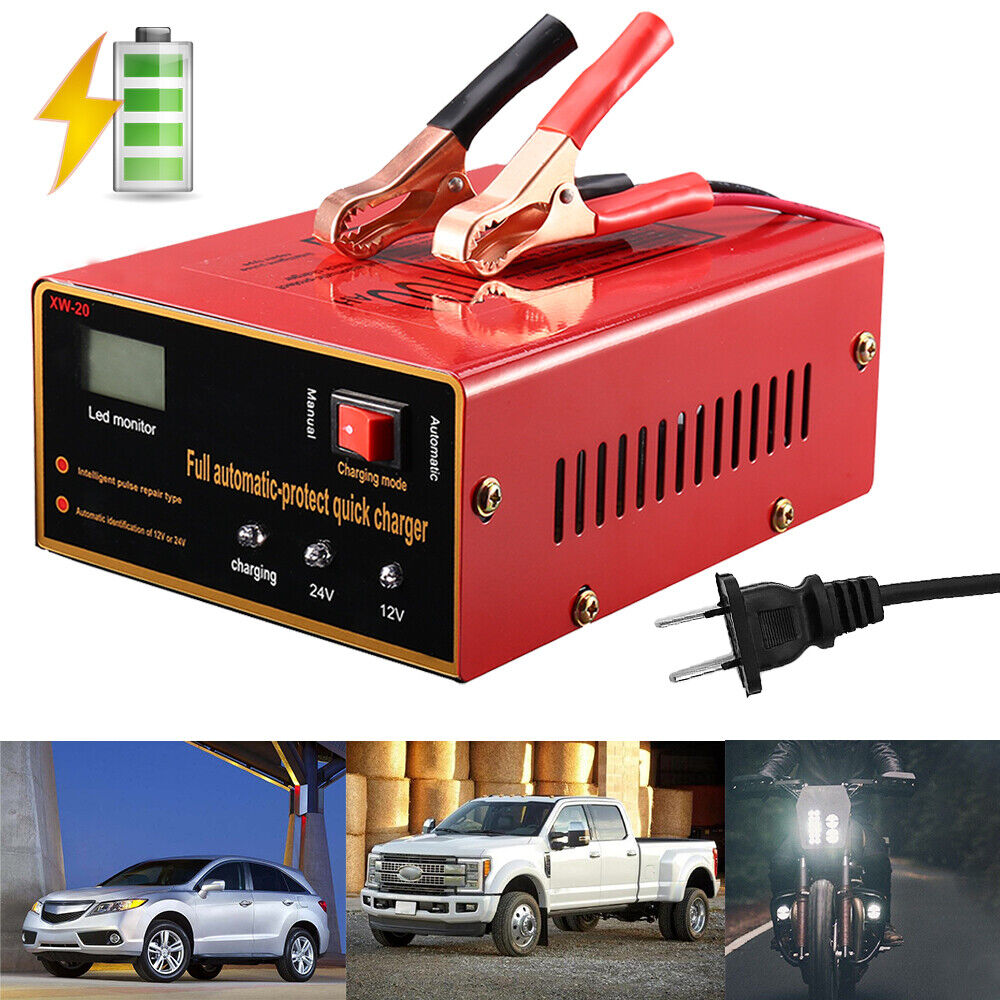 NEW Maintenance-free Battery Charger 12V/24V 10A 140W Output For Electric Car