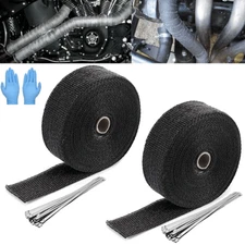 2 Roll x 2" 50FT Black Exhaust Wrap Header Manifold Fiberglass Heat Wrap Tape